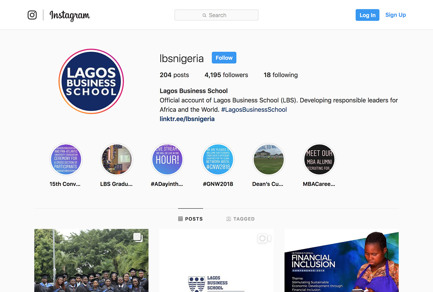 Lagos Business School Instagram page